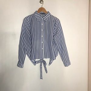 SHEIN STRIPED blouse long sleeve blue and white